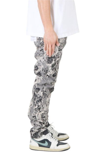 VISTA Men's premium jacquard slim straight fit denim pants