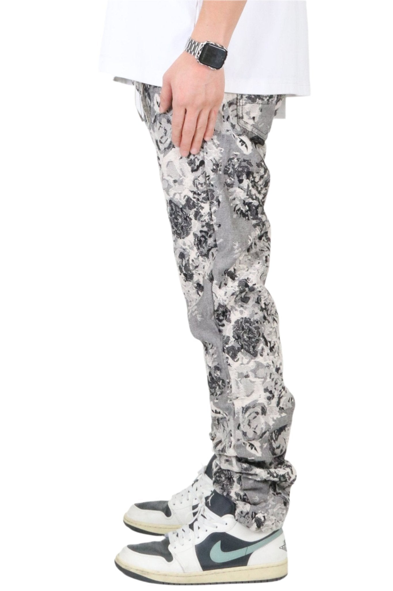 VISTA Men's premium jacquard slim straight fit denim pants