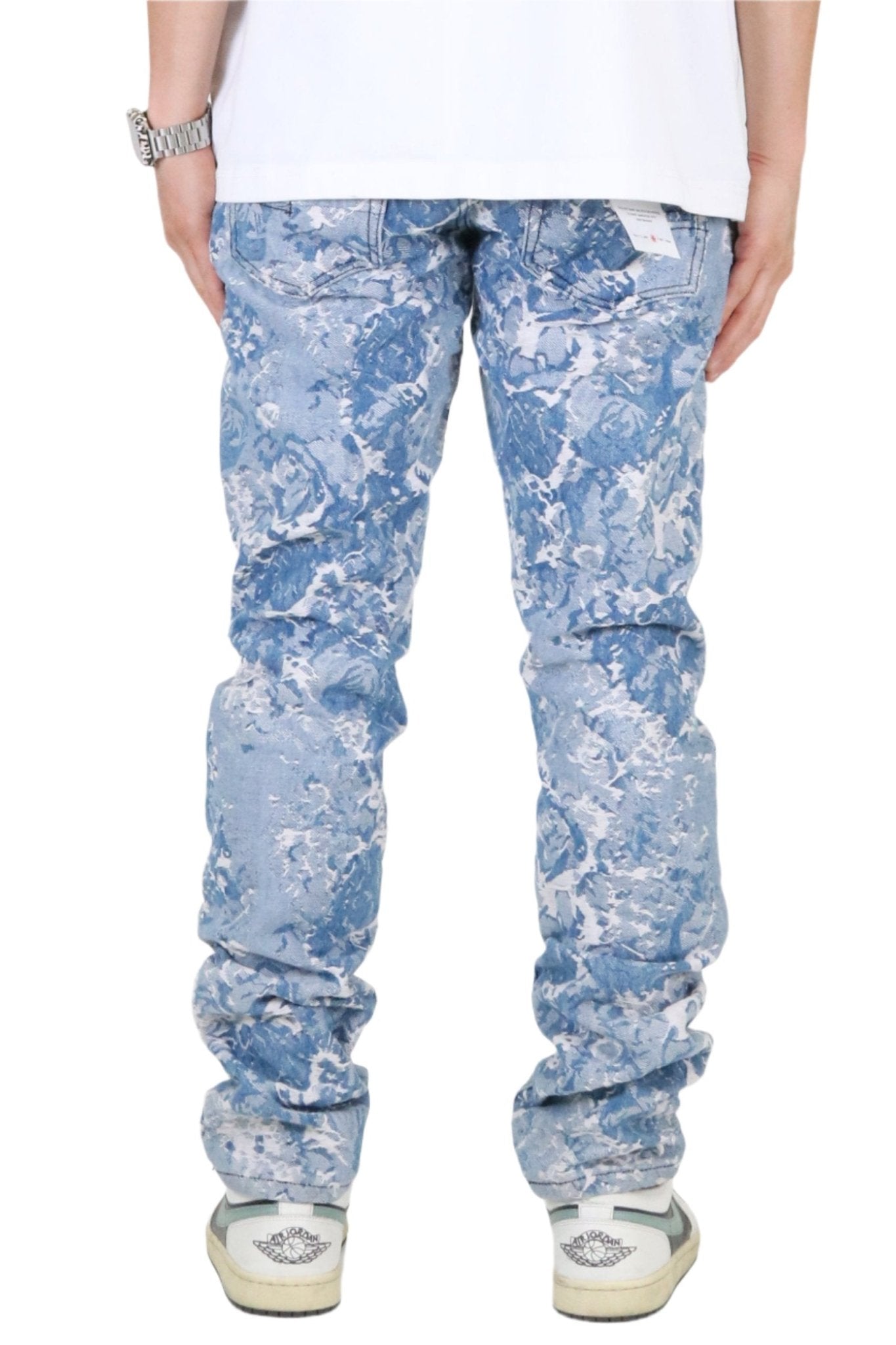 FLEX Men's premium jacquard slim straight fit denim pants