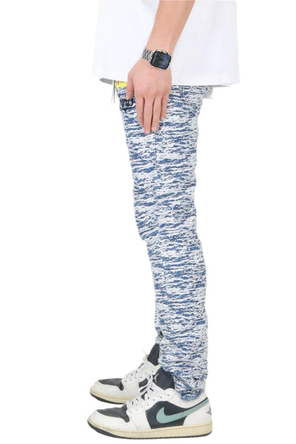 ROX Men's premium jacquard pattern slim fit denim pant