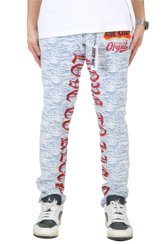 Ryan Men's premium jacquard pattern slim fit denim pant.