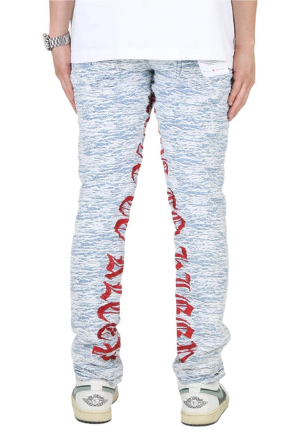 Ryan Men's premium jacquard pattern slim fit denim pant.