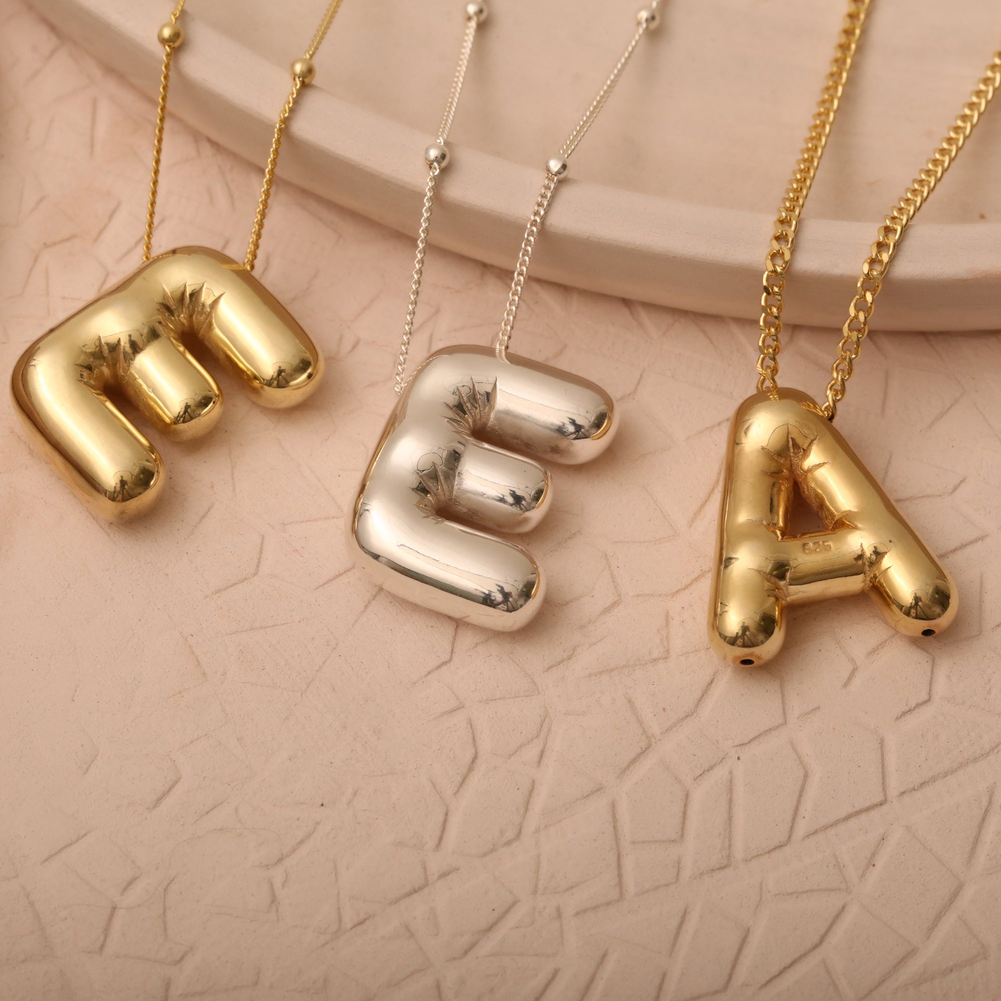 Bubble Letter Necklace Gold Filled 925 Sterling Silver 3D Bubble Initial Necklace Custom Letter Necklace