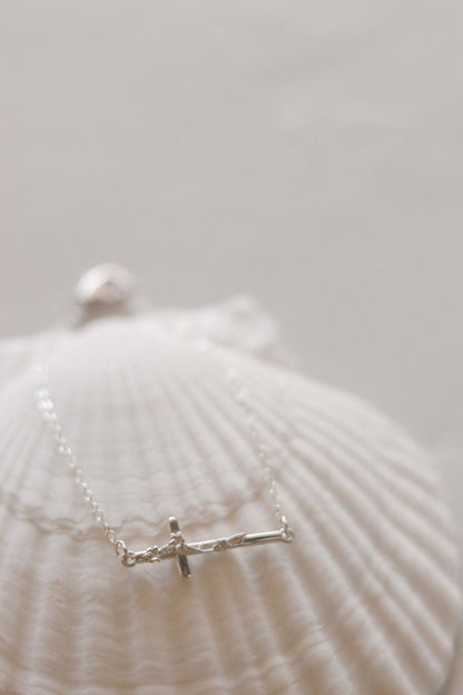 St. Joseph Lily Cross Bracelet in Silver