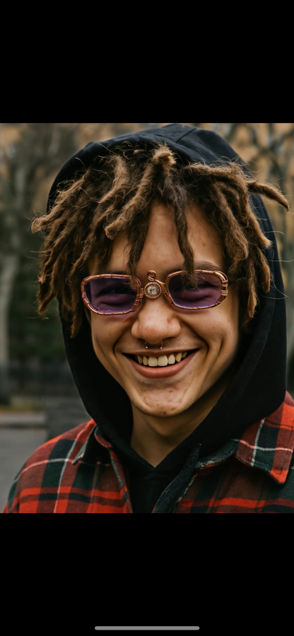 Custom Pure Copper iamevibez Wire wrapped 5ct Moissanite Anti Blue Light Glasses