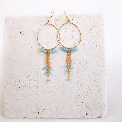 Garnet Mini Swing Hoop Earrings