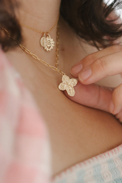 Four Way Cross Necklace - Paperclip Chain