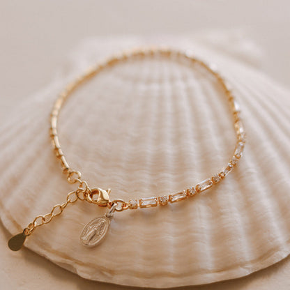 Miraculous Medal Tennis Bracelet - Two Tone