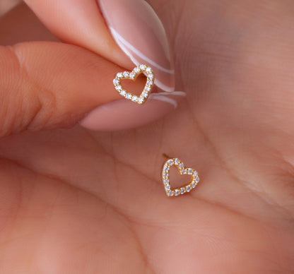 Dainty Diamond Open Heart Studs