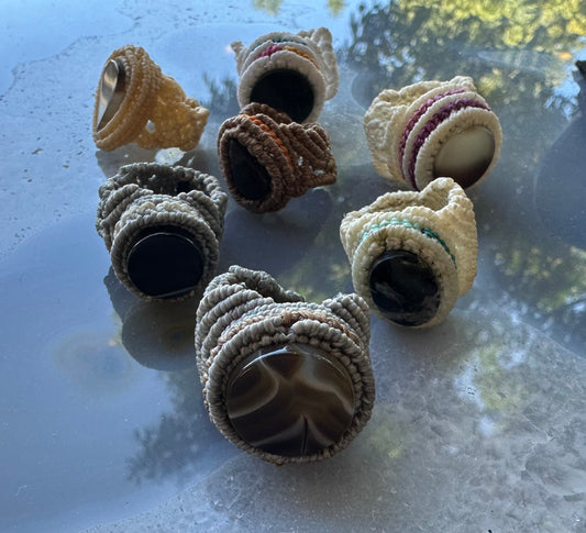 Handmade Woven Ring with Stone