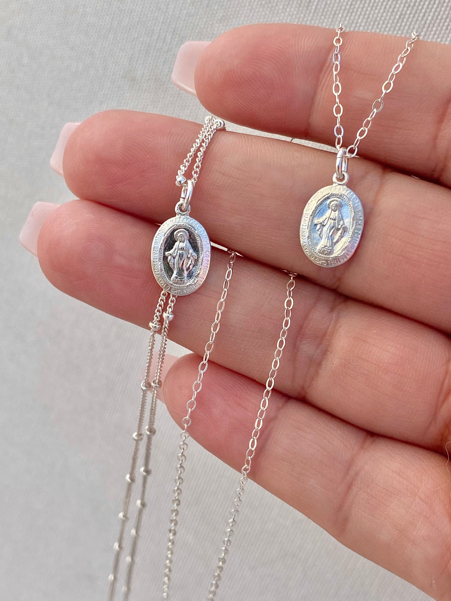 Dainty Miraculous Medal Necklace in Silver