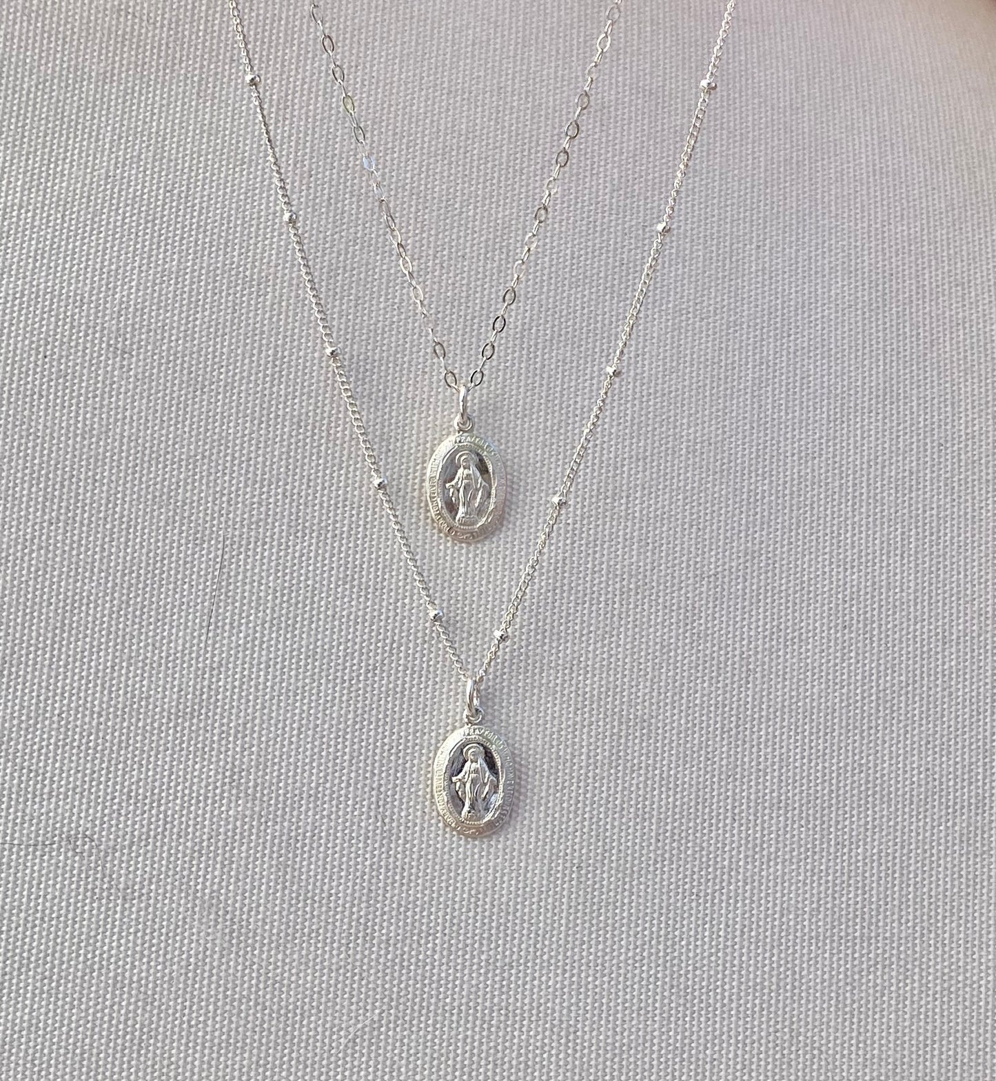 Dainty Miraculous Medal Necklace in Silver