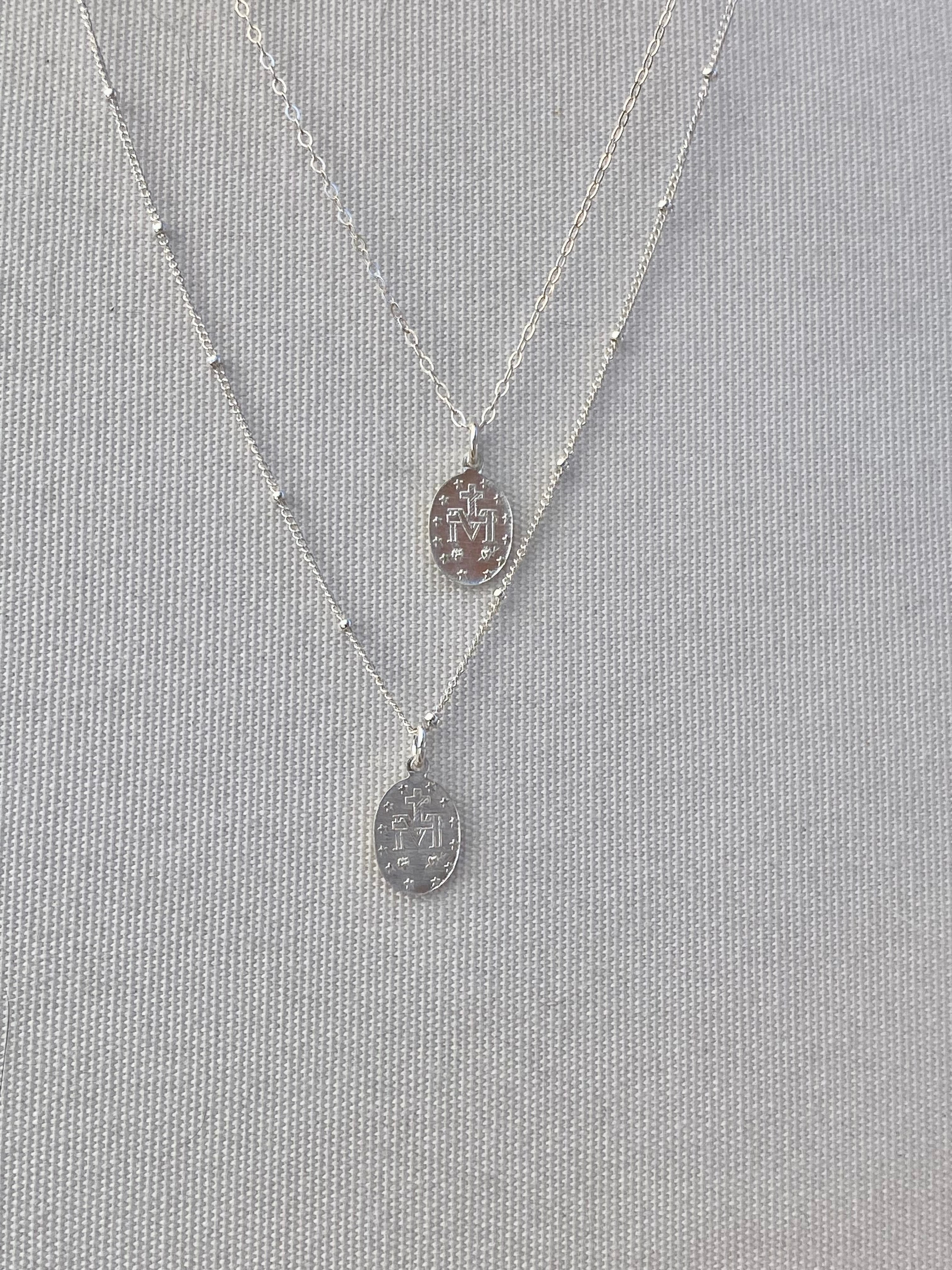 Dainty Miraculous Medal Necklace in Silver