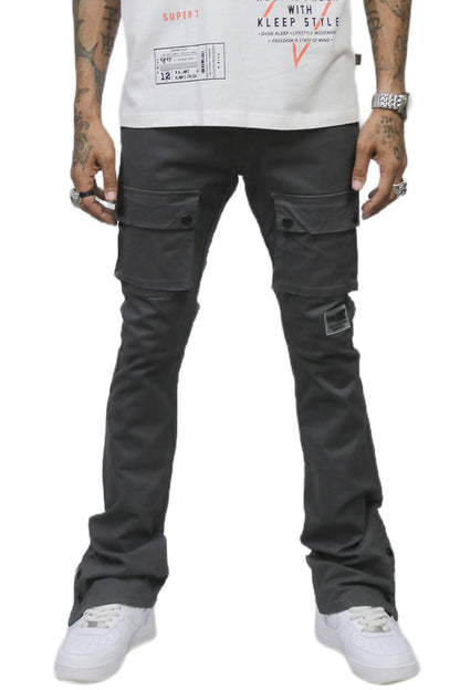 Gri Men's premium flare stacked twill cargo pant with multi functional pockets