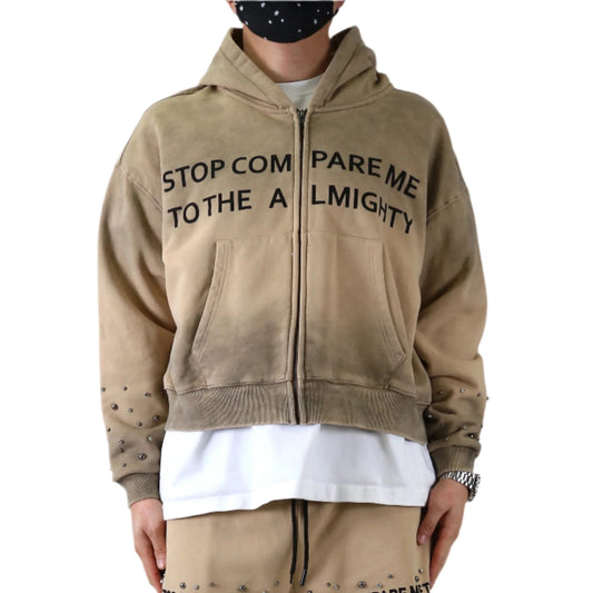 ERIN French Terry Long Sleeve Crop Top Full Zip Hoodie