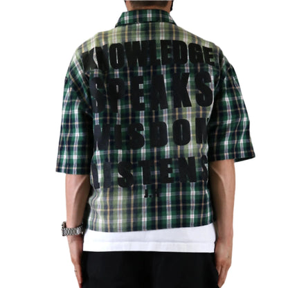 RAZE Washed Flannel Crop Top Button Down Shirt
