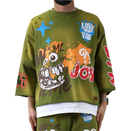 GARNIO SN/ Jersey 3/4 Sleeve Crop Top Tee