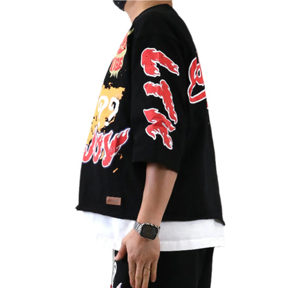 TROY SN/ Jersey 3/4 Sleeve Crop Top Tee