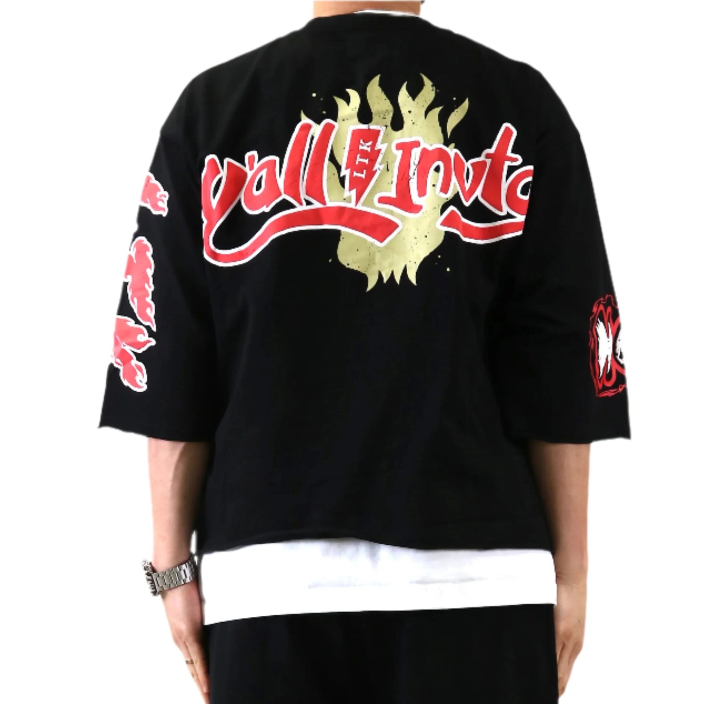 TROY SN/ Jersey 3/4 Sleeve Crop Top Tee