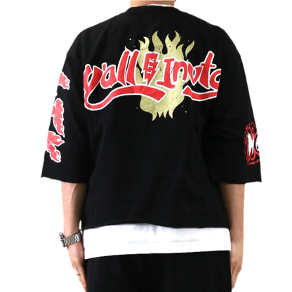 TROY SN/ Jersey 3/4 Sleeve Crop Top Tee