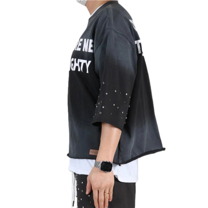 GLENN S/N Jersey 3/4 Sleeve Crop top Tee