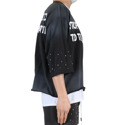 GLENN S/N Jersey 3/4 Sleeve Crop top Tee