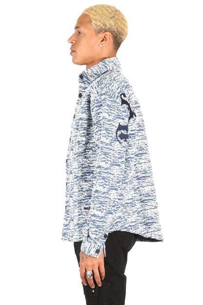 ROX Men's mixed jacquard texture shirt