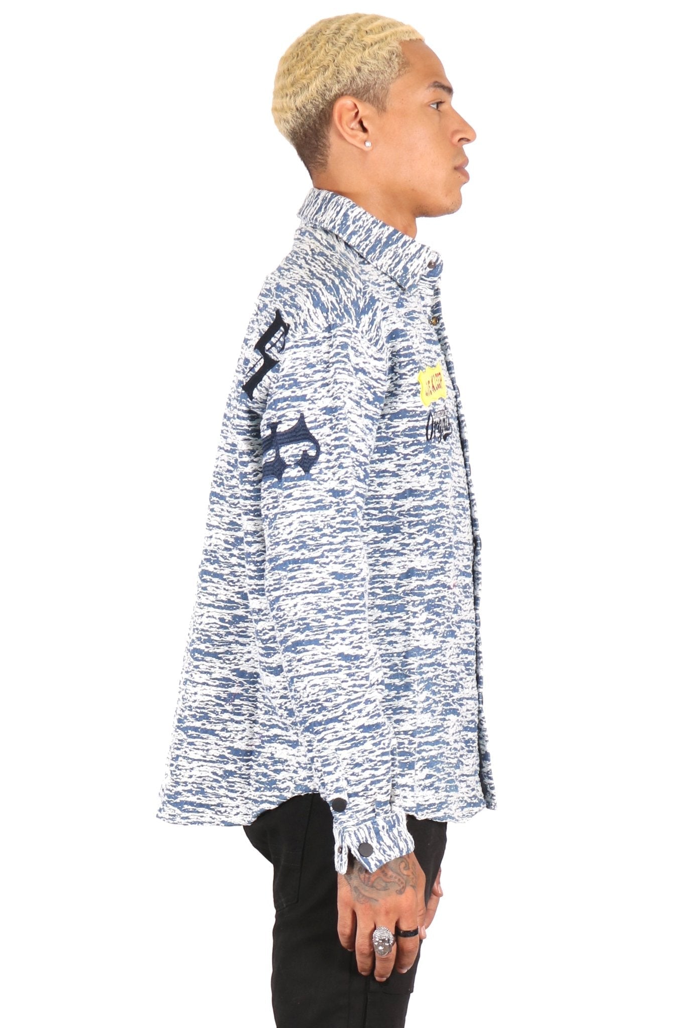 ROX Men's mixed jacquard texture shirt