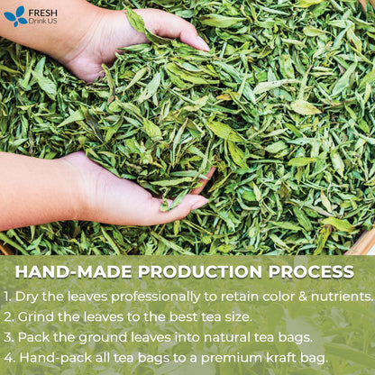 Stevia Leaf Tea Bags, 100% Natural & Pure Stevia leaves, Eco-Conscious Tea Bags, Stevia Herbal Tea. Stevia Leaf Tea. No Sugar, No Caffeine, No Gluten, Vegan