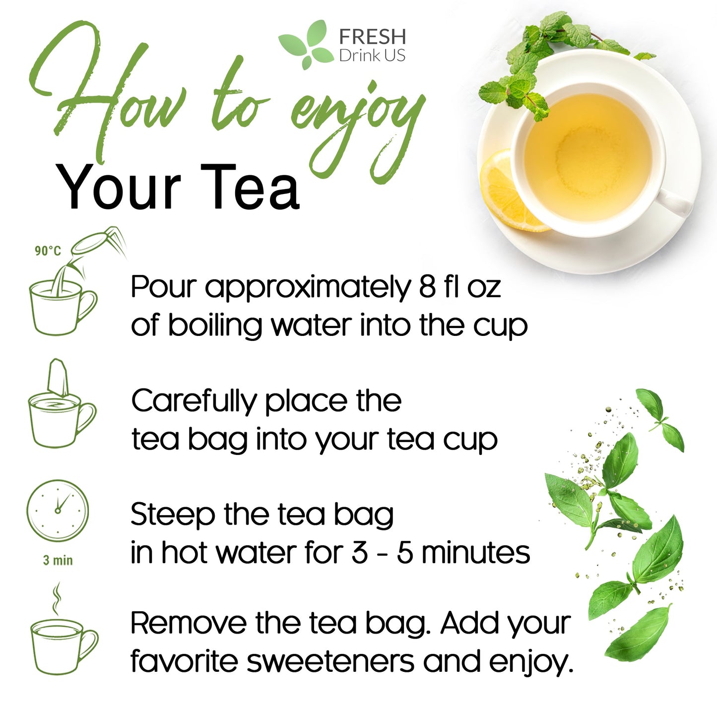 Stevia Leaf Tea Bags, 100% Natural & Pure Stevia leaves, Eco-Conscious Tea Bags, Stevia Herbal Tea. Stevia Leaf Tea. No Sugar, No Caffeine, No Gluten, Vegan