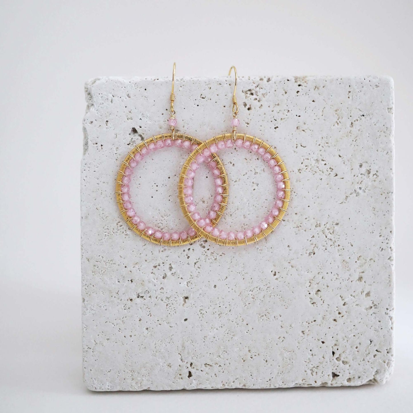 Rose Quartz Halo Earrings