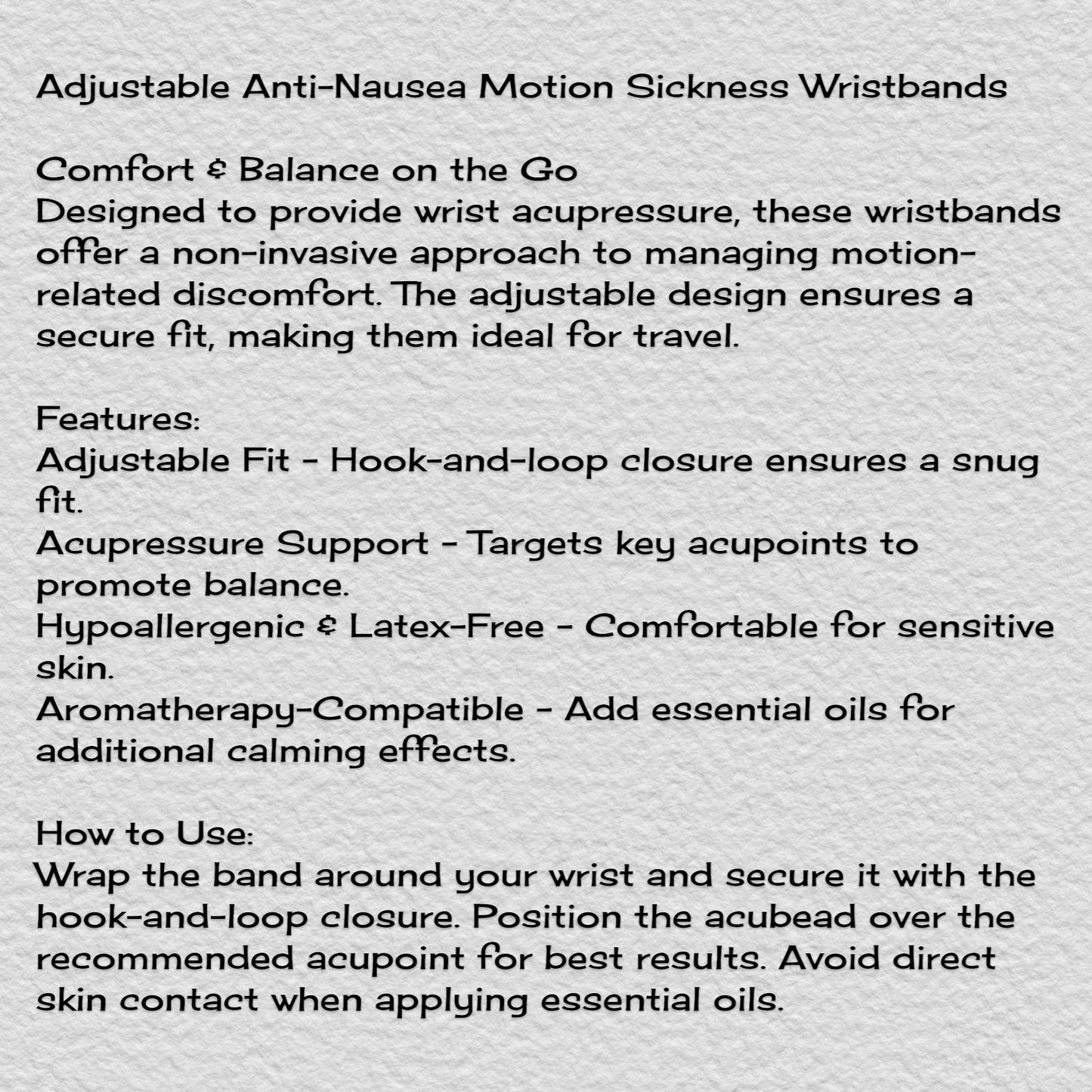 Anti-Nausea Acupressure Motion Sickness Bracelets- Adjustable