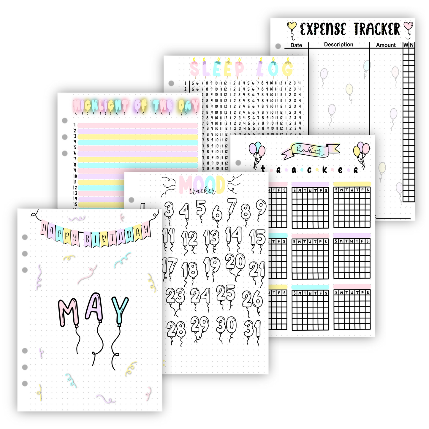 Birthday Themed Monthly Page Bundles