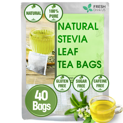 Stevia Leaf Tea Bags, 100% Natural & Pure Stevia leaves, Eco-Conscious Tea Bags, Stevia Herbal Tea. Stevia Leaf Tea. No Sugar, No Caffeine, No Gluten, Vegan