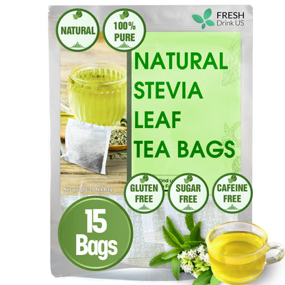Stevia Leaf Tea Bags, 100% Natural & Pure Stevia leaves, Eco-Conscious Tea Bags, Stevia Herbal Tea. Stevia Leaf Tea. No Sugar, No Caffeine, No Gluten, Vegan