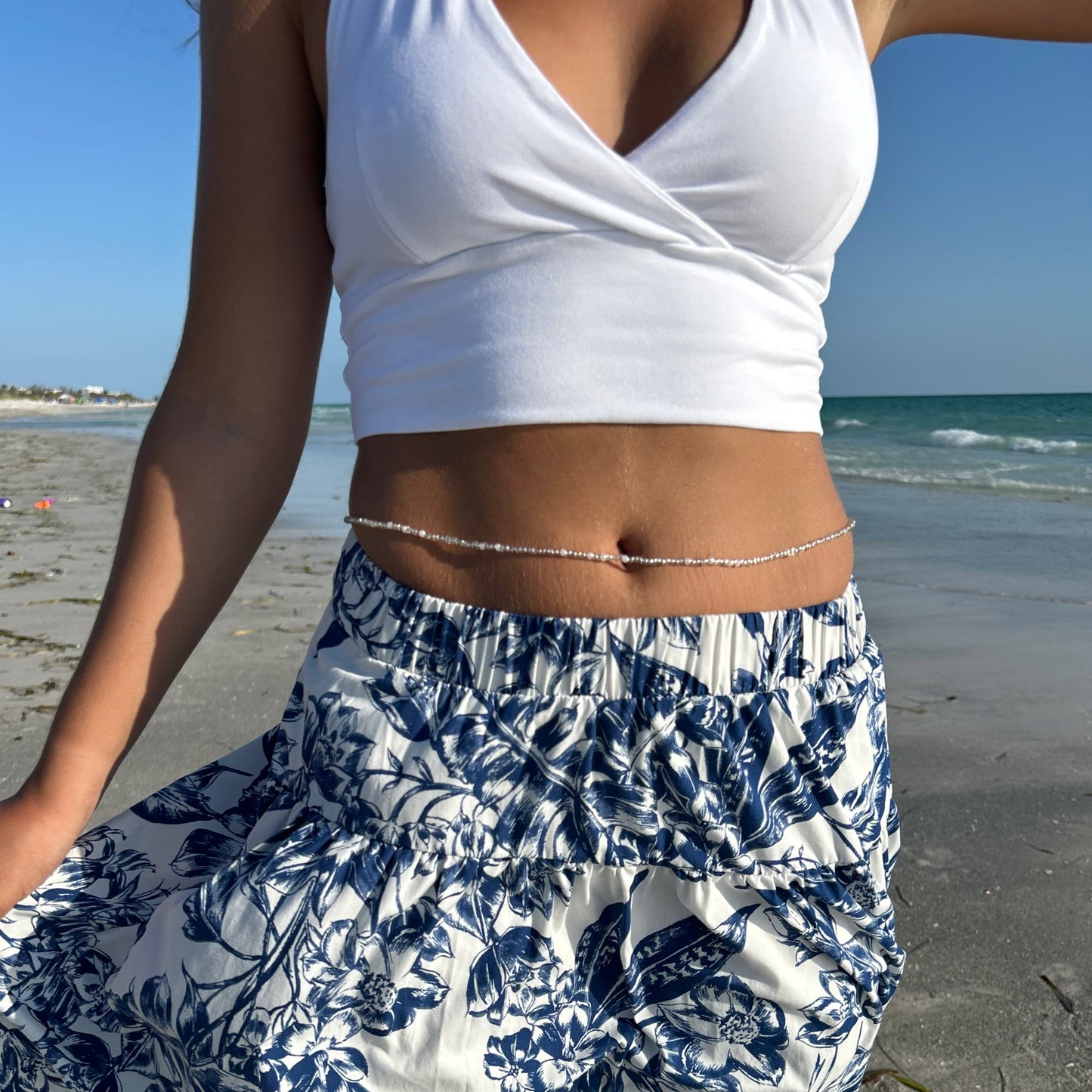 White Beaded Belly Chain