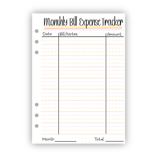 Monthly Bill Expense Tracker