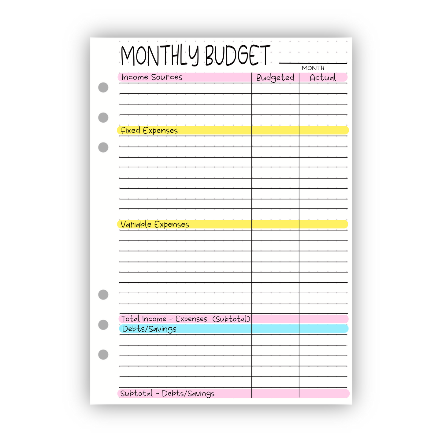 Monthly Budget Tracker