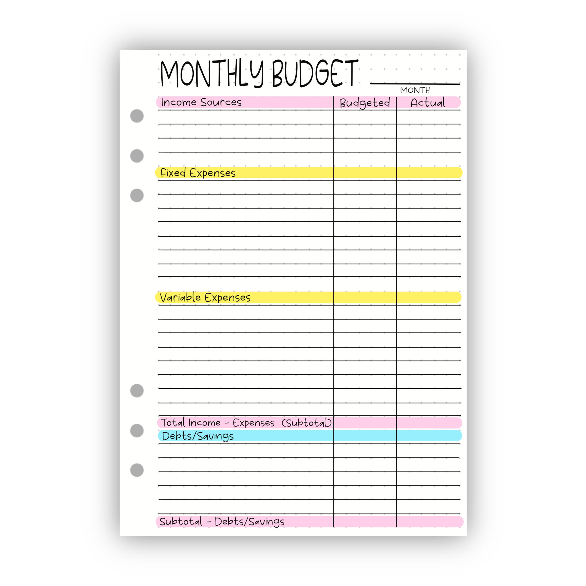 Monthly Budget Tracker