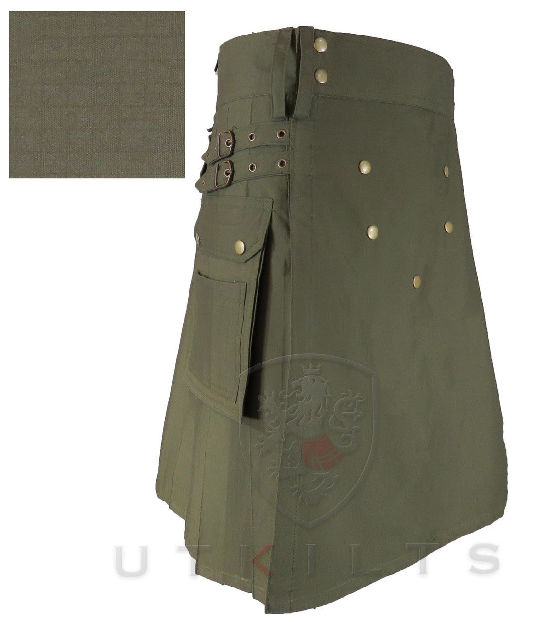 Utility Kilt – GlenTorin, Olive Green Ripstop
