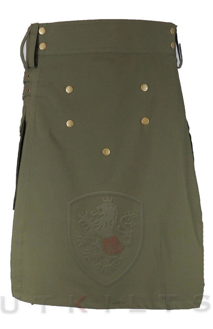 Utility Kilt – GlenTorin, Olive Green Ripstop