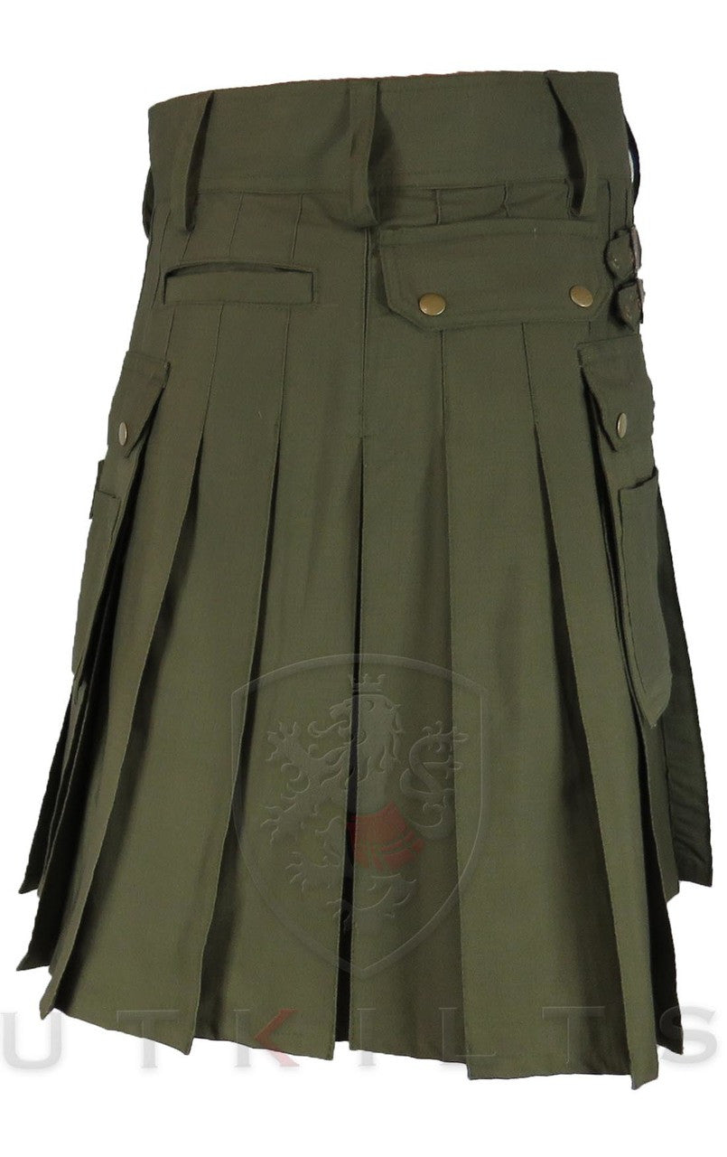 Utility Kilt – GlenTorin, Olive Green Ripstop
