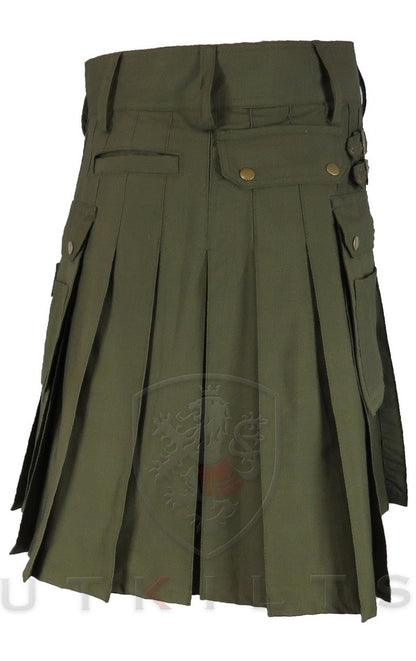Utility Kilt – GlenTorin, Olive Green Ripstop