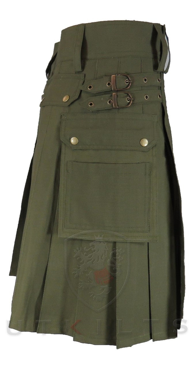 Utility Kilt – GlenTorin, Olive Green Ripstop