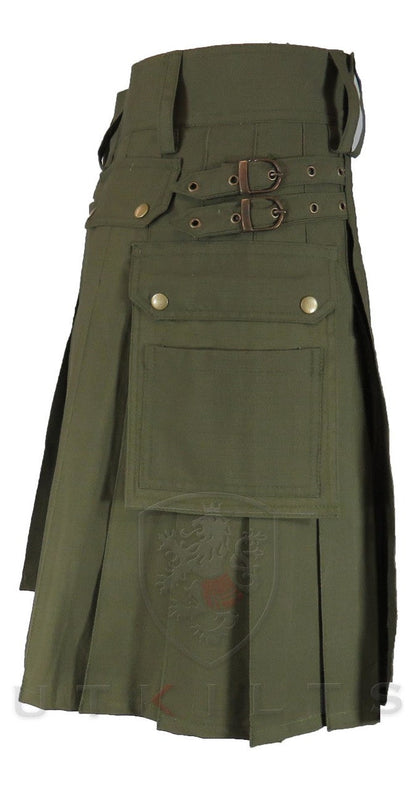 Utility Kilt – GlenTorin, Olive Green Ripstop