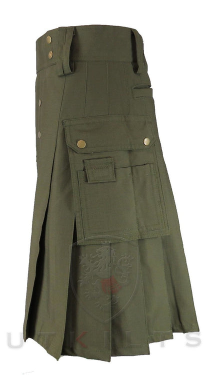 Utility Kilt – GlenTorin, Olive Green Ripstop