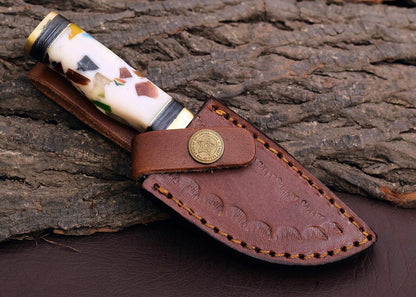 Custom Handmade Damascus Steel Outdoor Knife – 3" Blade