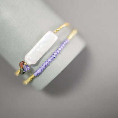 Stick Pearl Adjustable Gemstone Bracelet