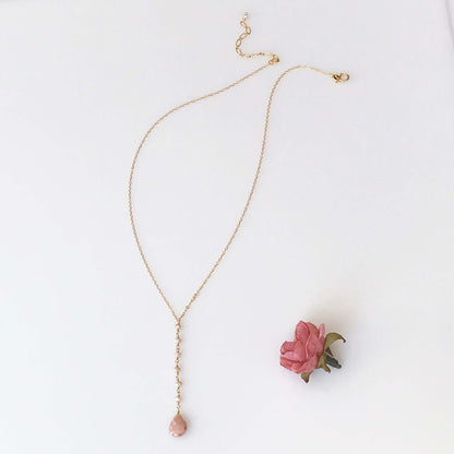 Peach Moonstone Yoga Pendant Necklace