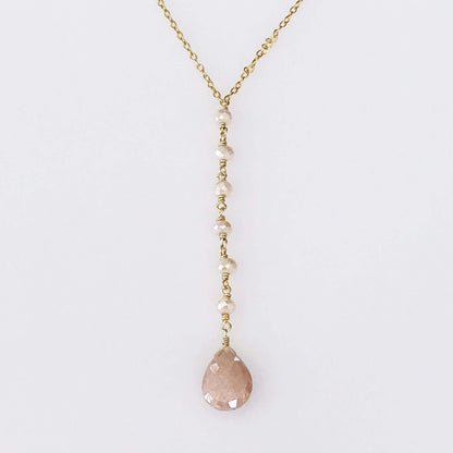 Peach Moonstone Yoga Pendant Necklace